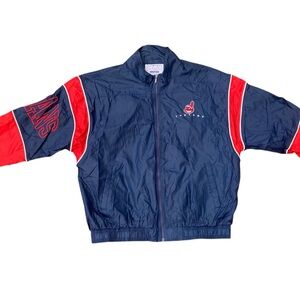 Vintage 90s Starter MLB Cleveland Indians Blue Red Windbreaker Jacket Size XXL